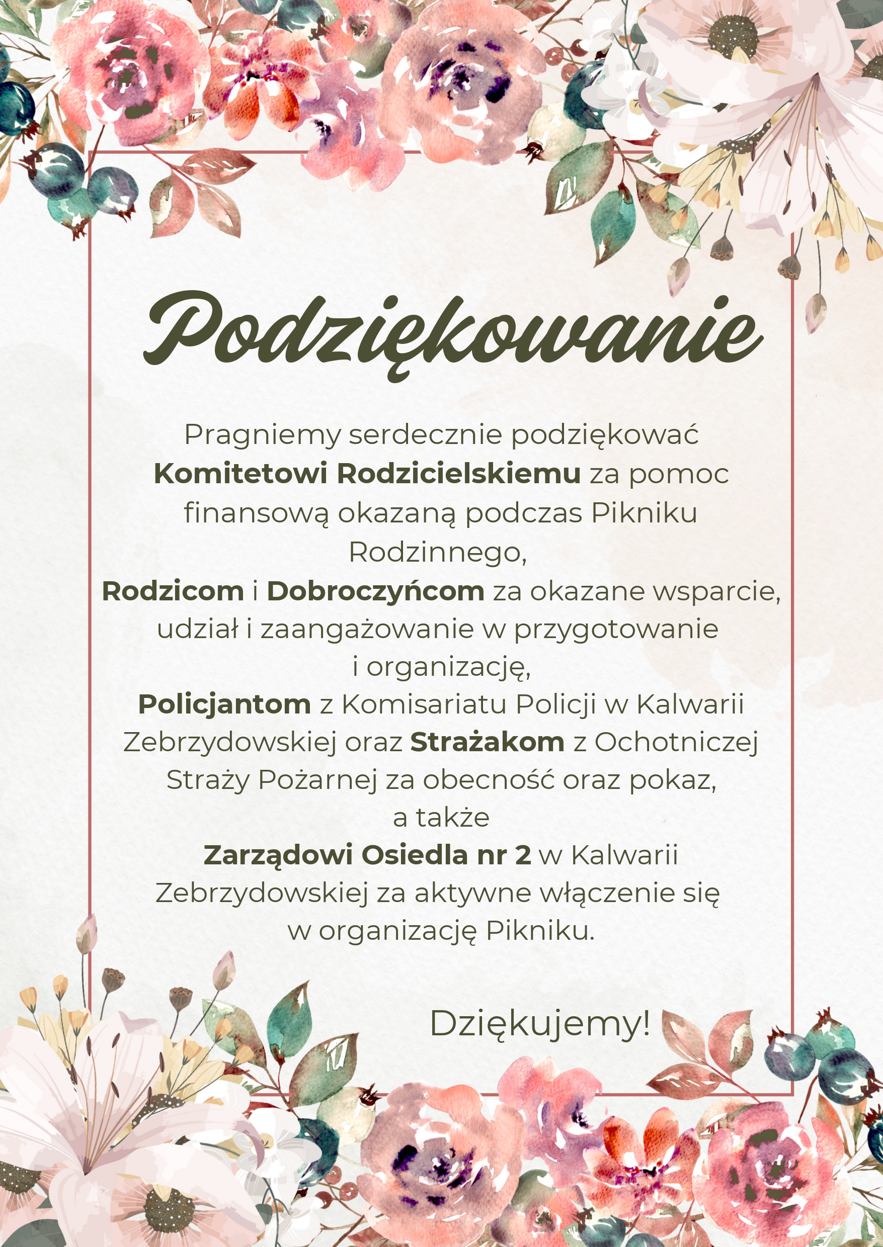 Podziękowania