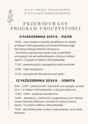 Przewidywany program uroczystości